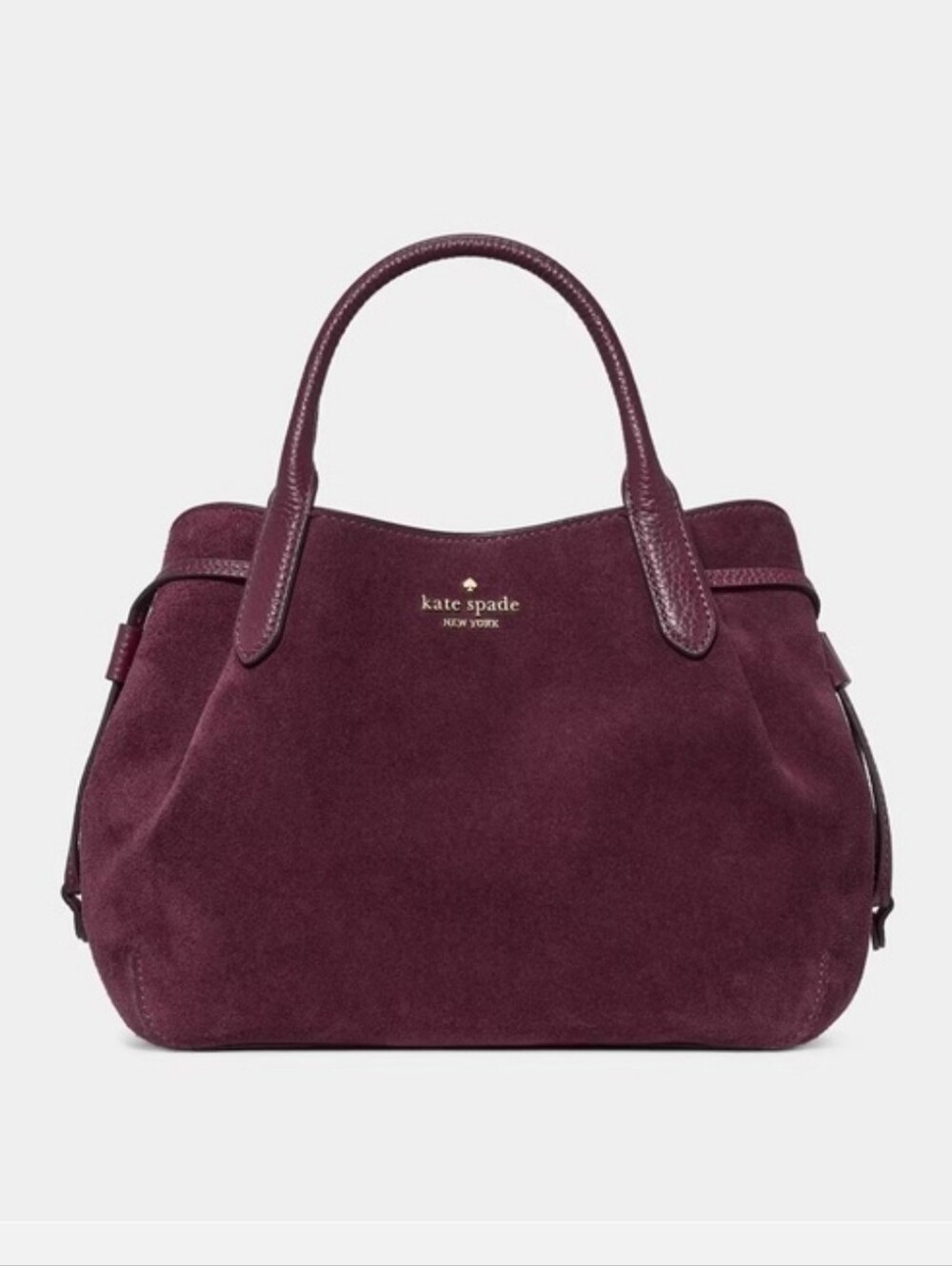 NWT Kate Spade Dumpling Suede Satchel Bag, Deep Cherry